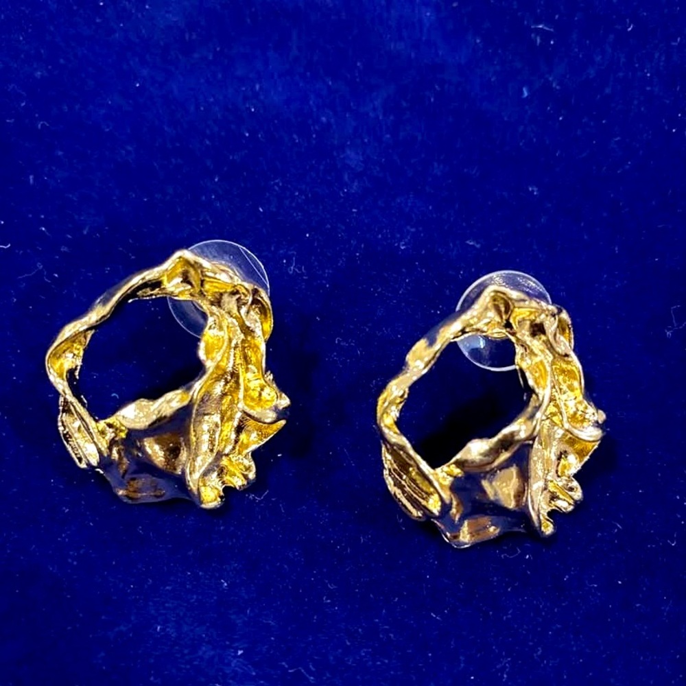 Gold Textured Hoop Earrings